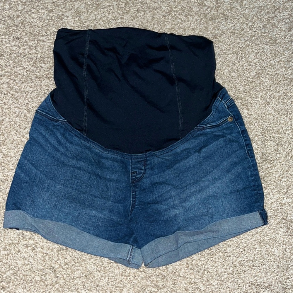 Isabel Maternity Over Belly Midi Short Jean Shorts